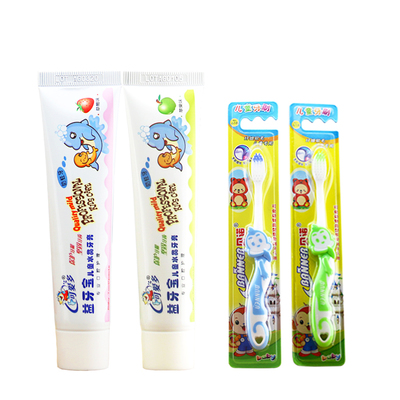 可愛(ài)多益牙寶兒童牙膏牙刷2支套裝寶寶無(wú)氟可防蛀換牙期2-12歲食