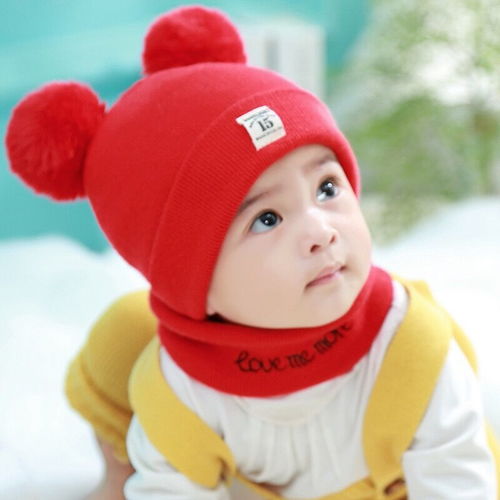 夾棉兒童帽嬰兒可愛帽子圍巾男女寶寶加厚保暖冬季0 1 2歲小孩帽
